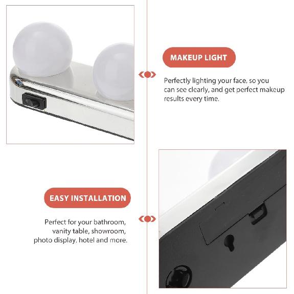 LED Vanity Makeup Light with Dimmable Bulbs No Drilling Suction Cup Design Portable White Light Makeup Lamp for Easy Application and Travel for Home
LED Vanity Makeup Light with Dimmable Bulbs No Drilling Suction Cup Design Portable White Light Makeup Lamp for Easy Application and Travel for Home