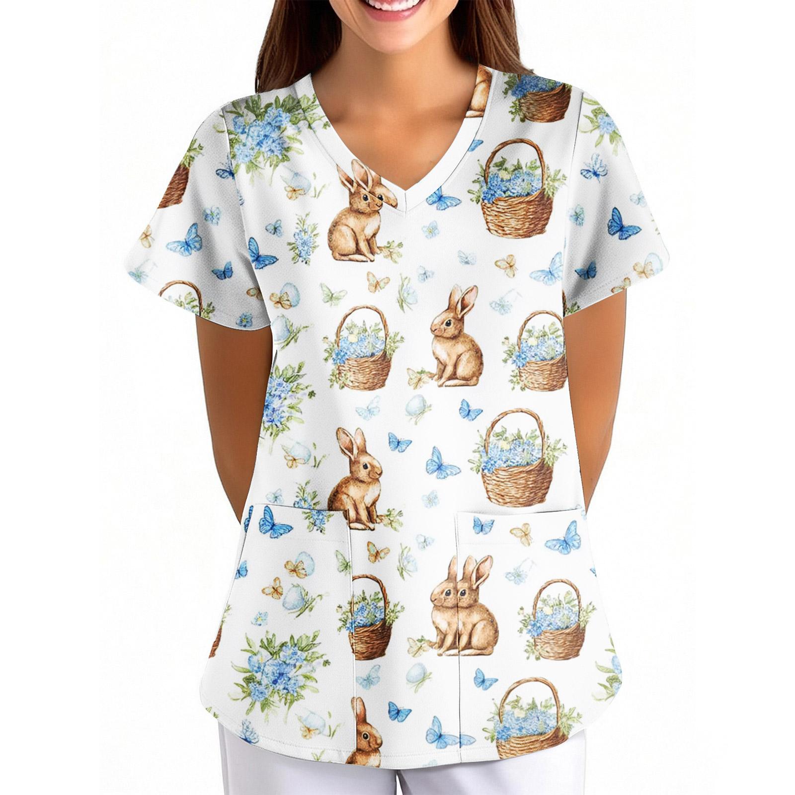 Women s Easter Print Loose V-Neck Pocket Short-Sleeve Caregiver/ Uniform L білий
Women s Easter Print Loose V-Neck Pocket Short-Sleeve Caregiver/ Uniform L білий