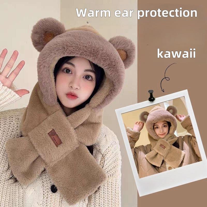 New Little Bear Hat Scarf One piece Thickened Warm Ear Protection Cute Winter Versatile Cycling Warm Women s Hat
New Little Bear Hat Scarf One piece Thickened Warm Ear Protection Cute Winter Versatile Cycling Warm Women s Hat