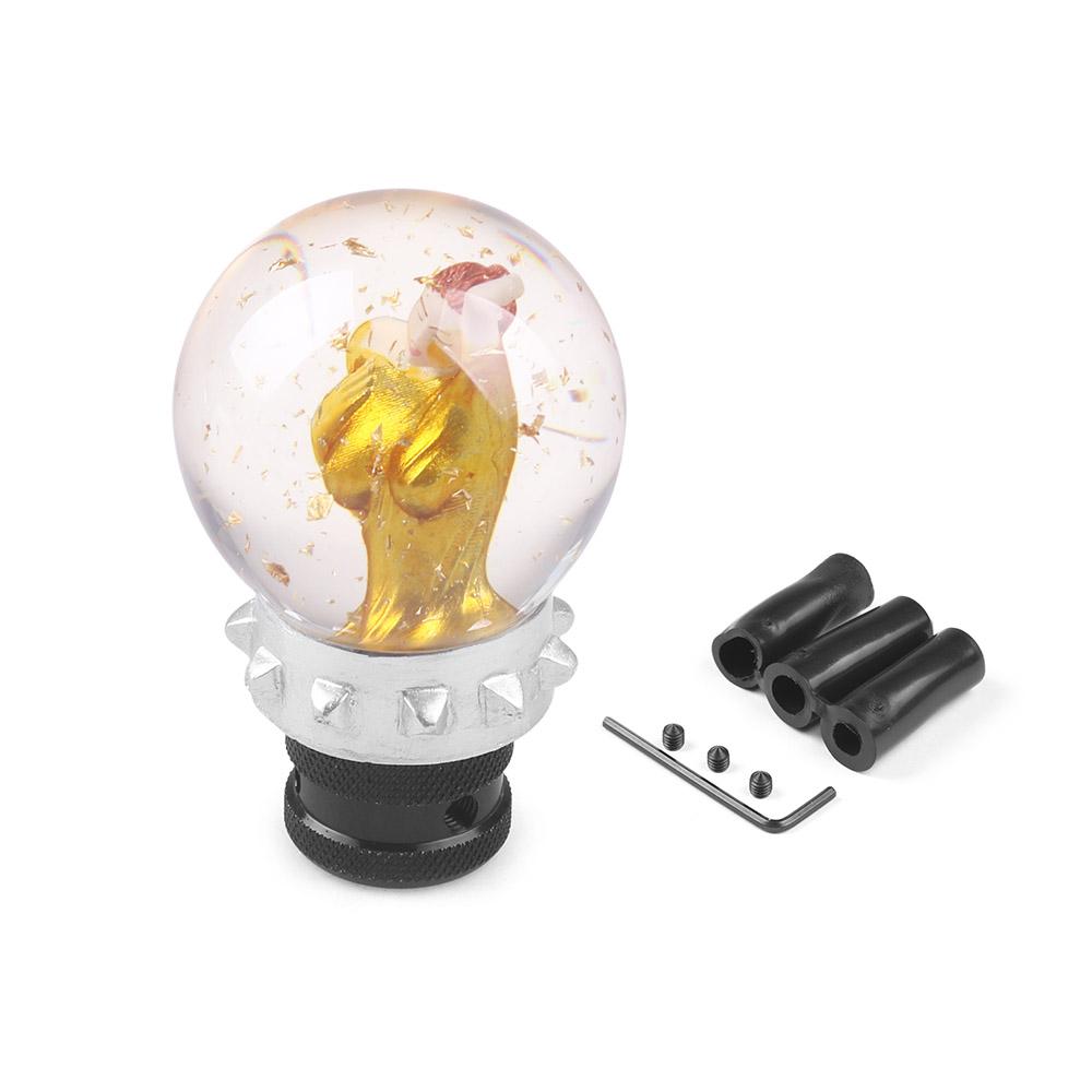 80 мм хрустальная ручка переключения передач из смолы, универсальная ручка переключения передач для гоночного автомобиля, женская головка переключения передач с тремя адаптерами золотой