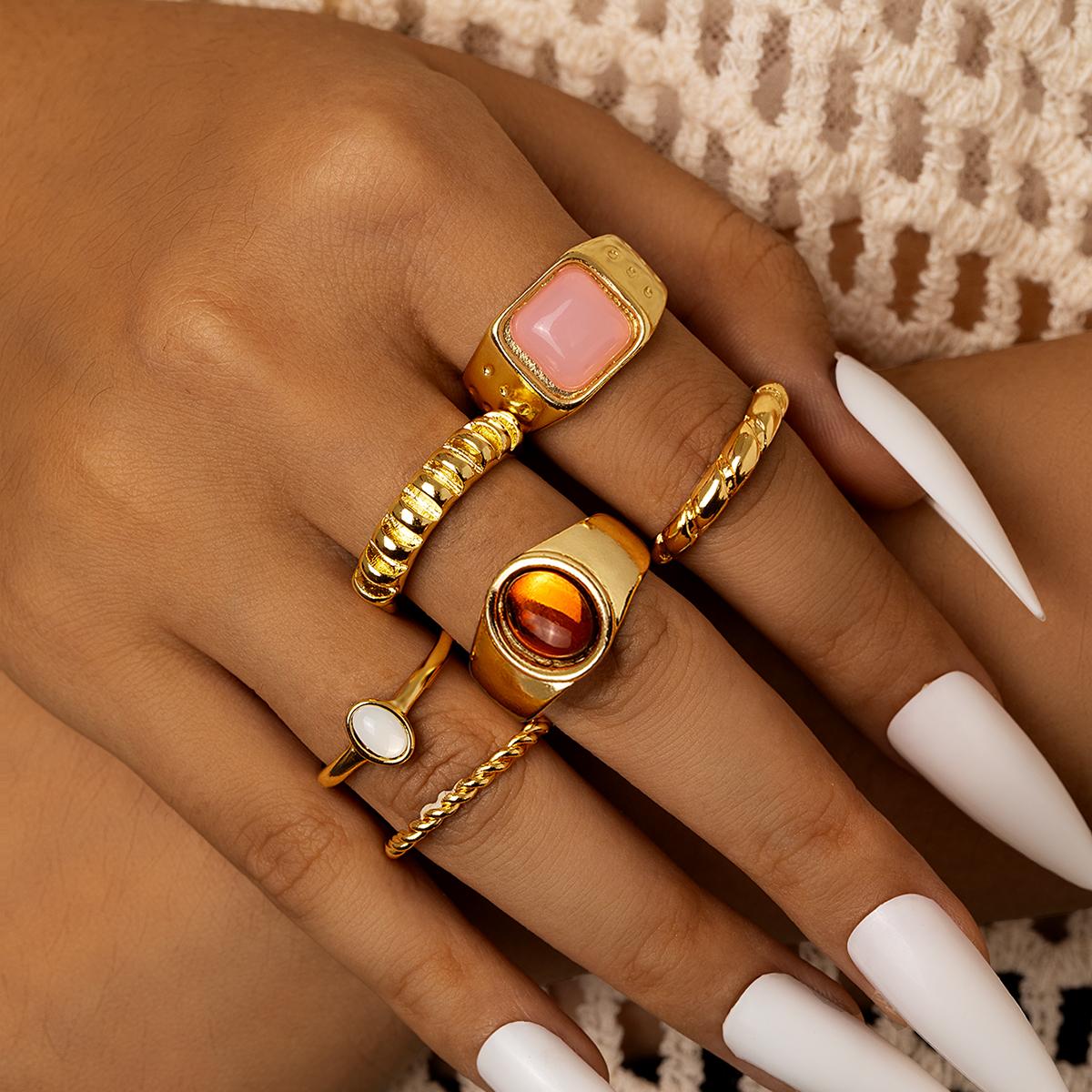 6 Pieces Fashion Personalized Pink Opal Twisted Fried Dough Twists Braid Stacked Women s Ring Set
6 Pieces Fashion Personalized Pink Opal Twisted Fried Dough Twists Braid Stacked Women s Ring Set