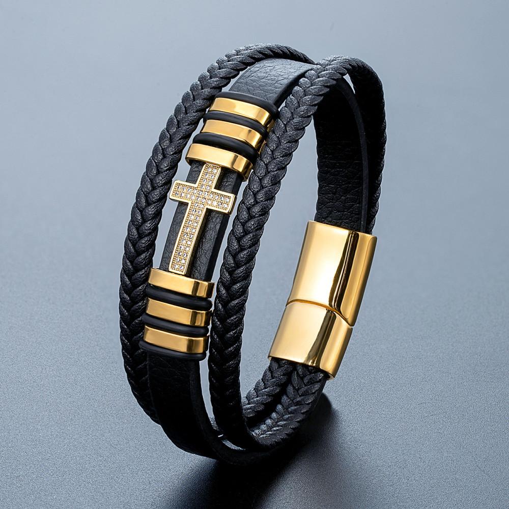 Cross Multi-layer Leather Bracelet Fashionable Men s and Women s Zircon-inlaid European and American Ethnic Bracelet 2026 19CM
Cross Multi-layer Leather Bracelet Fashionable Men s and Women s Zircon-inlaid European and American Ethnic Bracelet 2026 19CM