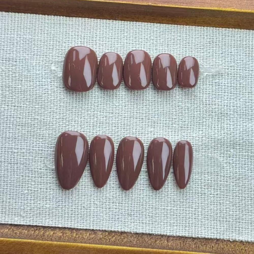 Handmade Press On Nails Glossy Solid Color Bean Paste Reddish Brown Phototherapy Fake Nail Patch Artificial Nail Reusable Short Almond L
Handmade Press On Nails Glossy Solid Color Bean Paste Reddish Brown Phototherapy Fake Nail Patch Artificial Nail Reusable Short Almond L
