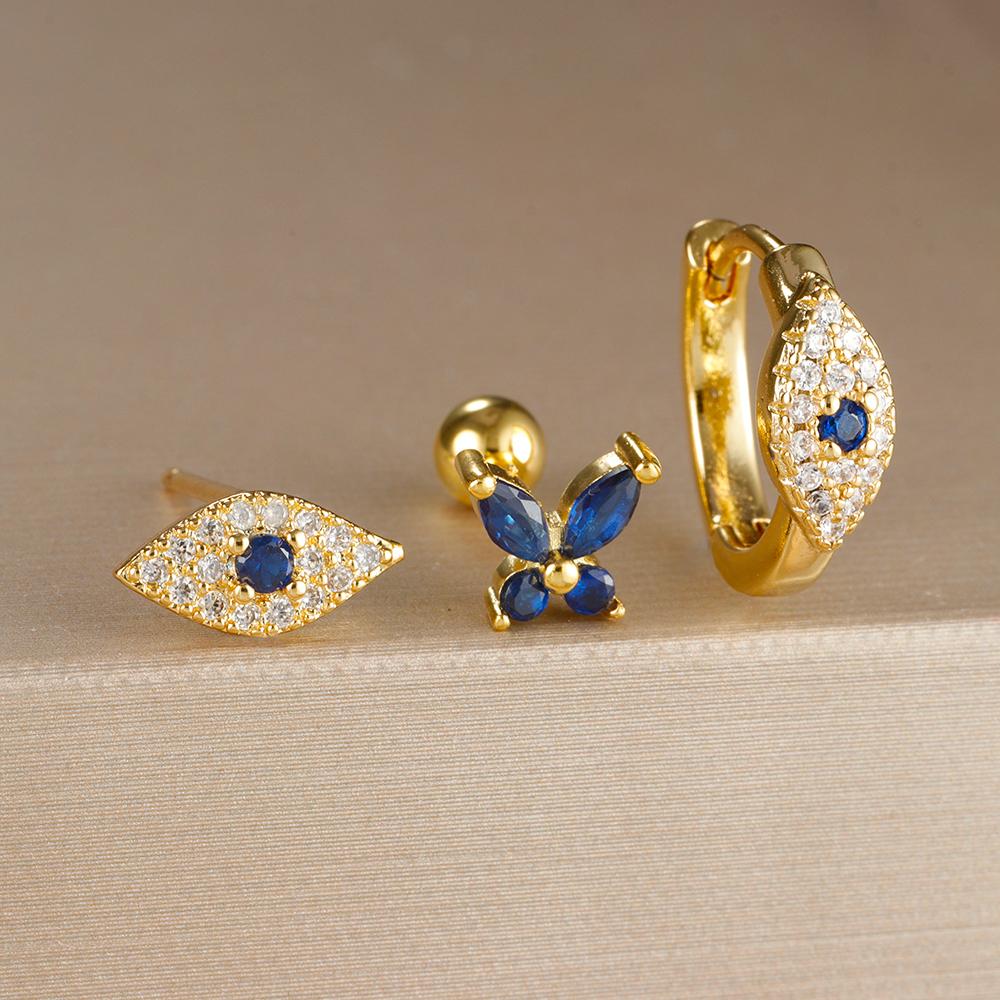3PCS Blue Zircon Evil Eye Hoop Earring Set for Women Stainless Steel Small Circle Cartilage Piercing Jewelry aretes de mujer
3PCS Blue Zircon Evil Eye Hoop Earring Set for Women Stainless Steel Small Circle Cartilage Piercing Jewelry aretes de mujer