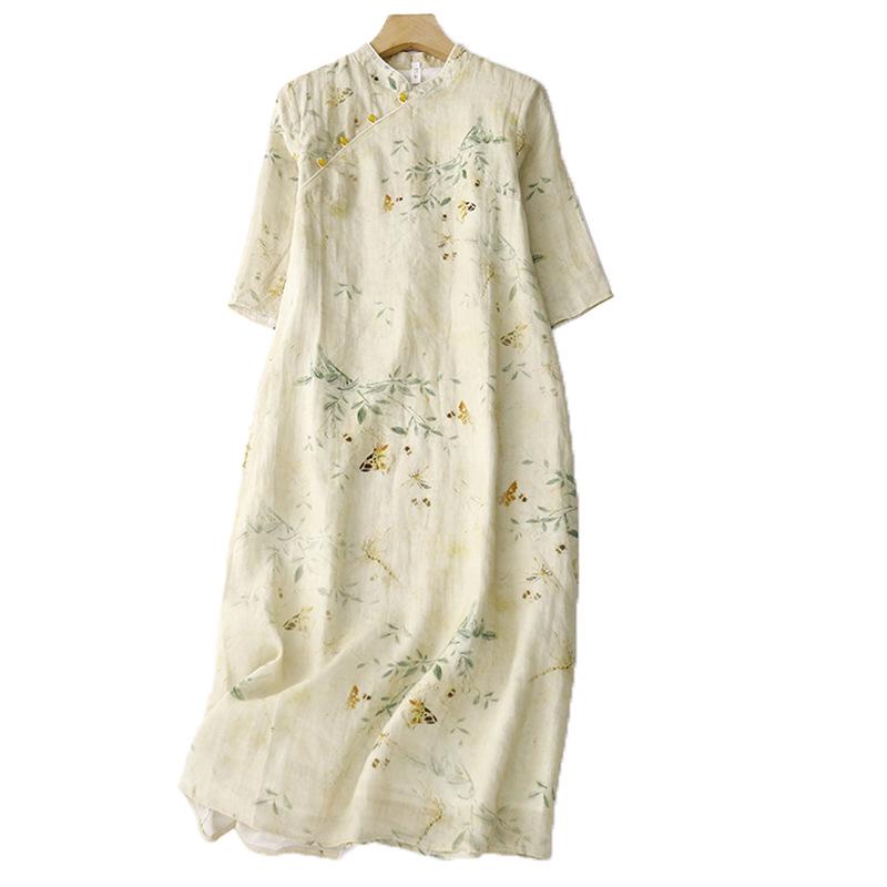 Elegant Summer Retro Printed Cotton Linen Qipao Dress - Short-Sleeved, Slimming, High-End Women s Fashion. Large
Elegant Summer Retro Printed Cotton Linen Qipao Dress - Short-Sleeved, Slimming, High-End Women s Fashion. Large