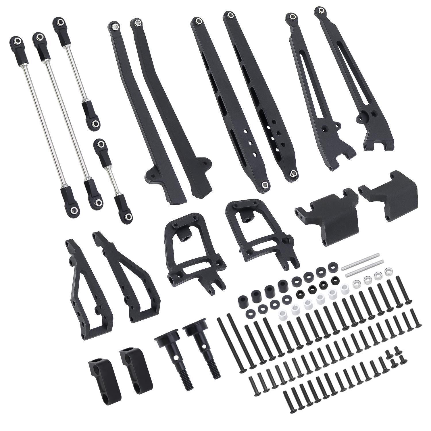 Металевий комплект для переобладнання підвіски на подвійних I-подібних важелях 2WD для радіокерованого краулера 1/10 SCX10 I II AXI03025 AXI90104 AX90059, запчастина для апгрейду чорний
Металевий комплект для переобладнання підвіски на подвійних I-подібних важелях 2WD для радіокерованого краулера 1/10 SCX10 I II AXI03025 AXI90104 AX90059, запчастина для апгрейду чорний