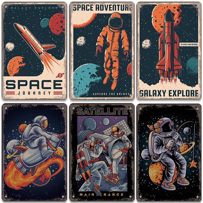 Vinatge Space Adventure металлические жестяные вывески плакат креативная планета космический корабль космонавт металлическая пластина для детей кабинет Настенный декор
Vinatge Space Adventure металлические жестяные вывески плакат креативная планета космический корабль космонавт металлическая пластина для детей кабинет Настенный декор