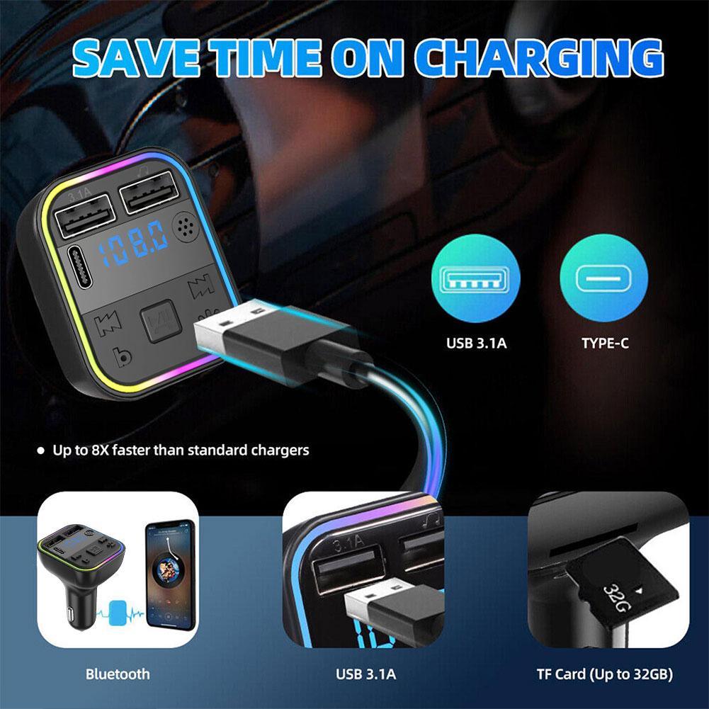 Car Bluetooth 5.0 FM Transmitter PD Type-C Dual USB Colorful Ambient Modulator Light Player 3.1A MP3 Handsfree Z8J8
Car Bluetooth 5.0 FM Transmitter PD Type-C Dual USB Colorful Ambient Modulator Light Player 3.1A MP3 Handsfree Z8J8