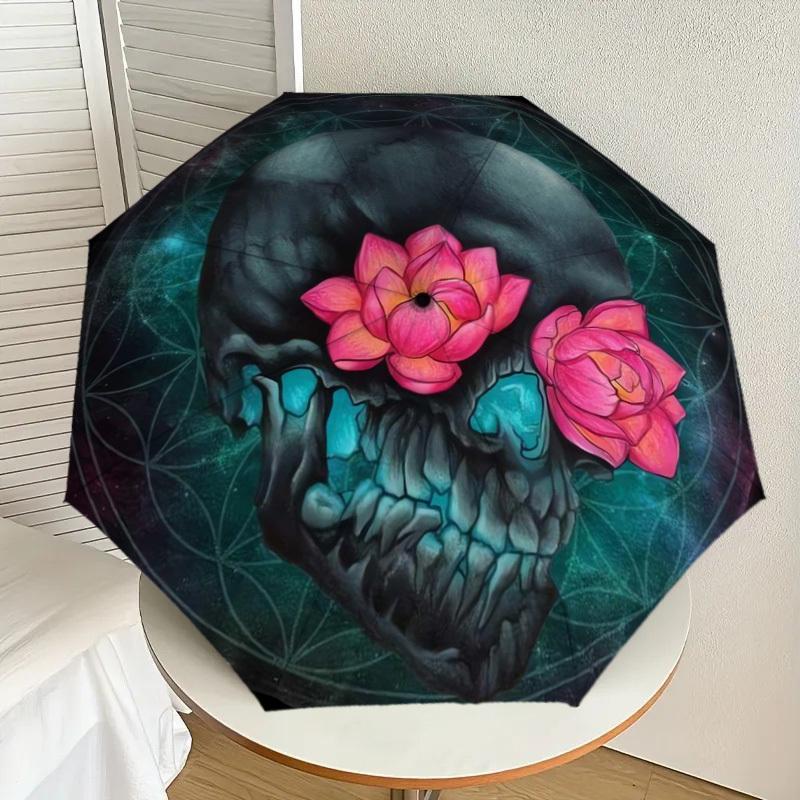 1pc Skull with Lotus Flowers Umbrella with Plastic Handle,Suitable for All Seasons Home Travel Outdoor UmbrellaDD1794
1pc Skull with Lotus Flowers Umbrella with Plastic Handle,Suitable for All Seasons Home Travel Outdoor UmbrellaDD1794