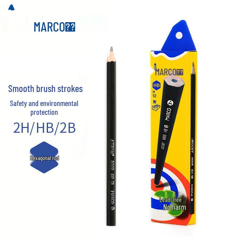 Marco 8000 Hexagonal Pencils for Children: HB, 2B, 2H Black Barrel Set for Primary School & Kindergarten Boxed
Marco 8000 Hexagonal Pencils for Children: HB, 2B, 2H Black Barrel Set for Primary School & Kindergarten Boxed