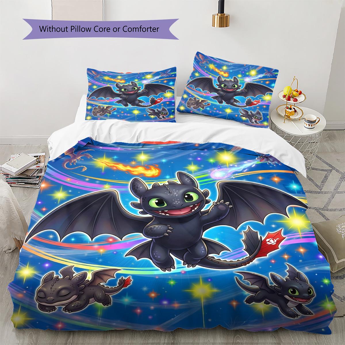 Toothless Night Fury Pattern Bedding Quilt Set Quilt Cover Pillowcase Home Decoration Birthday Gift (1 * duvet cover + 2 * pillowcase, without core) 135x200cm
Toothless Night Fury Pattern Bedding Quilt Set Quilt Cover Pillowcase Home Decoration Birthday Gift (1 * duvet cover + 2 * pillowcase, without core) 135x200cm