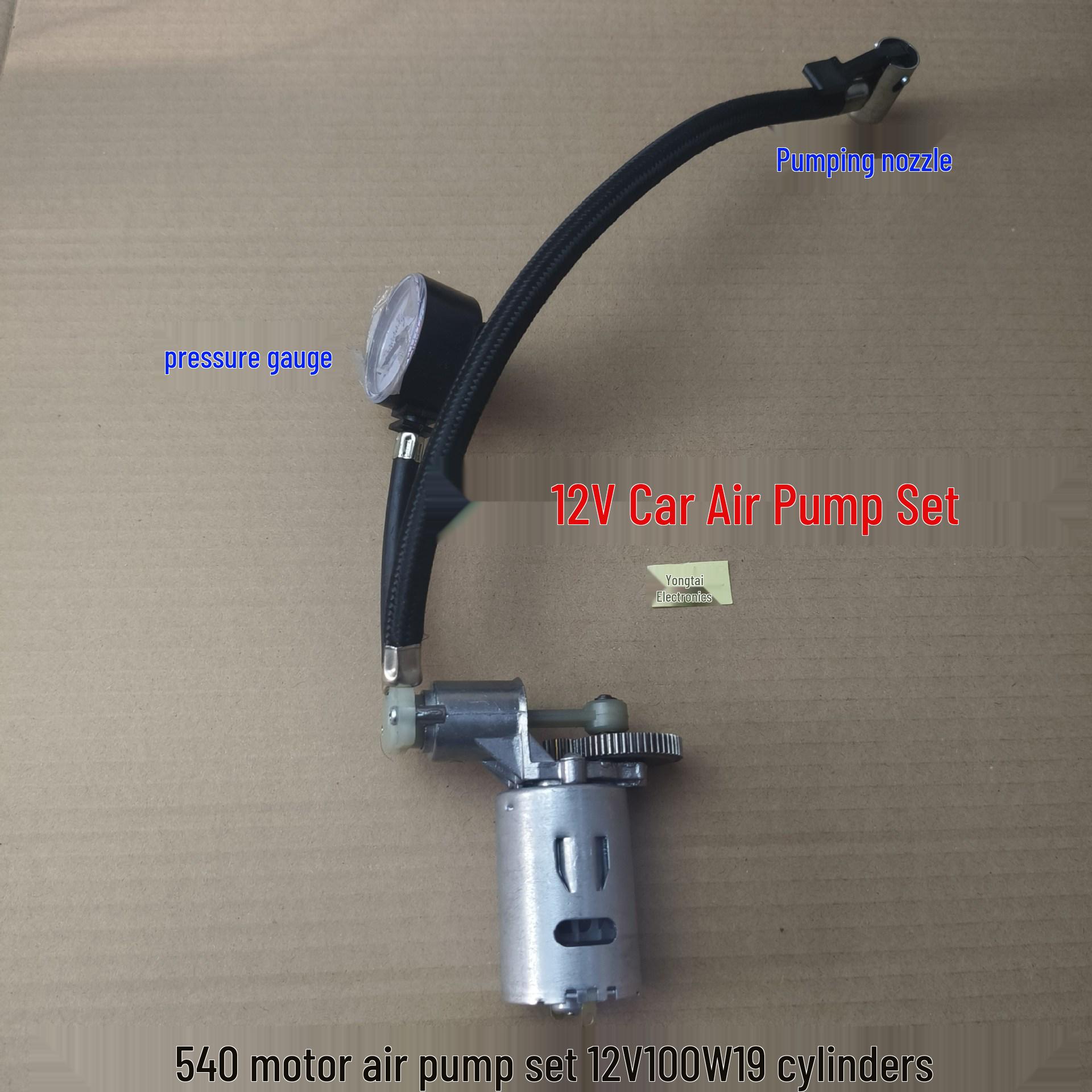 12V 100W Portable Car Tire Inflator with 540 Motor and 19 Cylinder System
12V 100W Portable Car Tire Inflator with 540 Motor and 19 Cylinder System