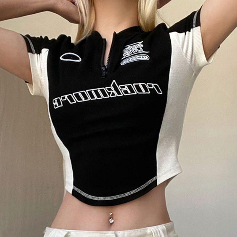 Sexy Women Cycling T-shirts Zipper Collars Short Sleeve Tees For Girls Y2K Tops Black Fashion Lady Party Wear Sports Tees Gym Tops Female Active Tees L
Sexy Women Cycling T-shirts Zipper Collars Short Sleeve Tees For Girls Y2K Tops Black Fashion Lady Party Wear Sports Tees Gym Tops Female Active Tees L