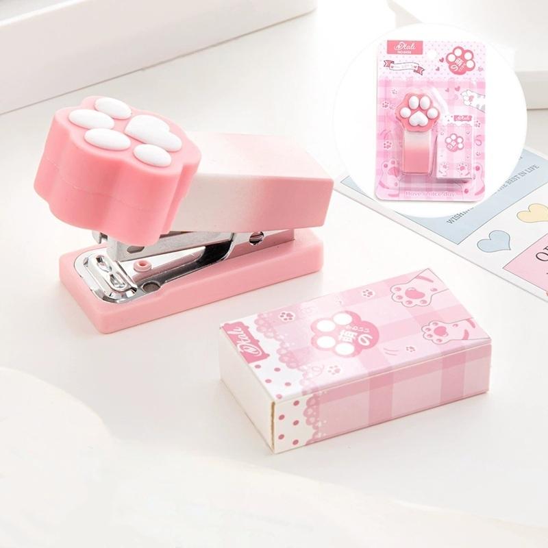 1 set of Gradient Cat Paw Mini Stapler + 400pcs Staples Labor-saving Cartoon Kitty Metal Bound 24/6 Staples Standard
1 set of Gradient Cat Paw Mini Stapler + 400pcs Staples Labor-saving Cartoon Kitty Metal Bound 24/6 Staples Standard