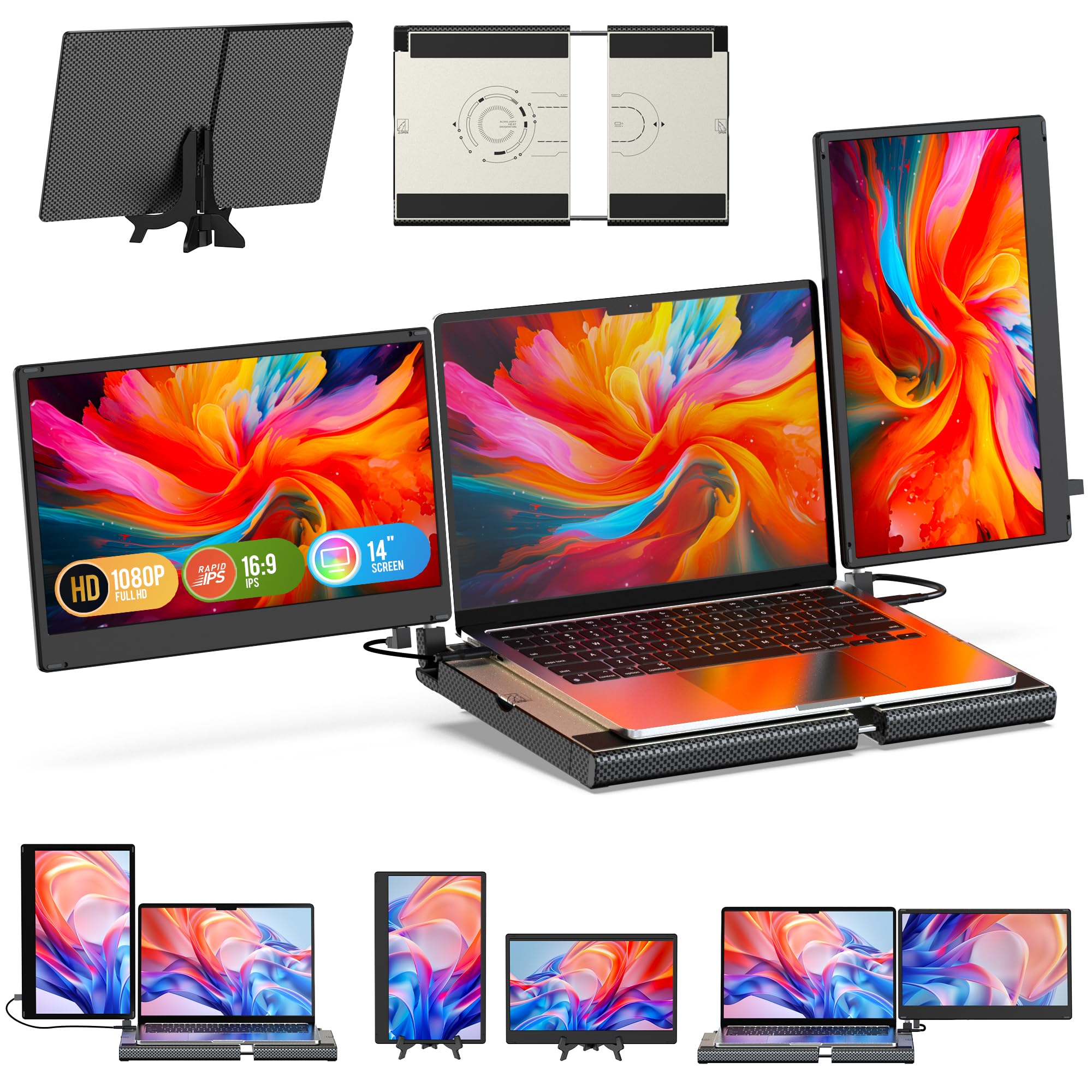 Kwumsy F3 Mobile Monitor 2 Screens Triple Portable FHD 1080P IPS Laptop Special Detachable Plug and Compatible with Chrome Browser 14 Extender, 360°
Kwumsy F3 Mobile Monitor 2 Screens Triple Portable FHD 1080P IPS Laptop Special Detachable Plug and Compatible with Chrome Browser 14 Extender, 360°