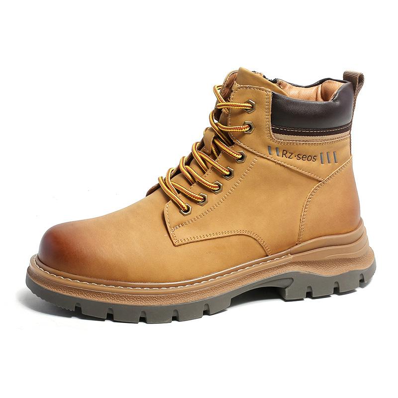 2024 новые мужские ботинки Martin из коровьей кожи, классические ботинки из ревеня, повседневные нескользящие ботинки для активного отдыха, мужские 38 жёлтый