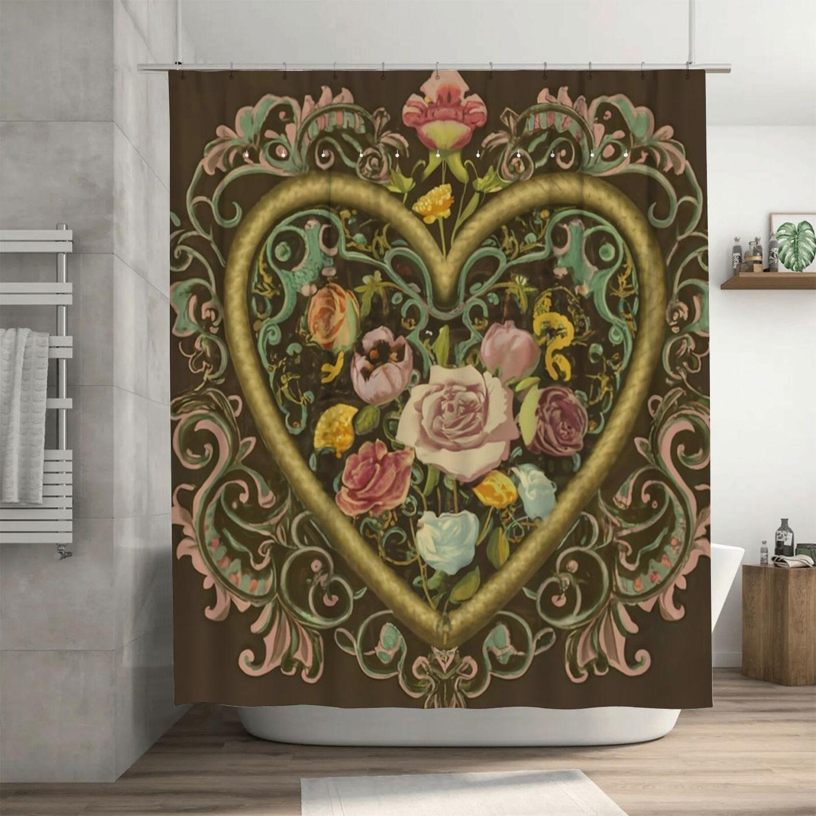 Vintage Heart Floral Shower Curtain - Romantic Rose And Vine Design For A Waterproof And Unique Bathroom Dcor Set W60H190(CM)-1 Pcs
Vintage Heart Floral Shower Curtain - Romantic Rose And Vine Design For A Waterproof And Unique Bathroom Dcor Set W60H190(CM)-1 Pcs