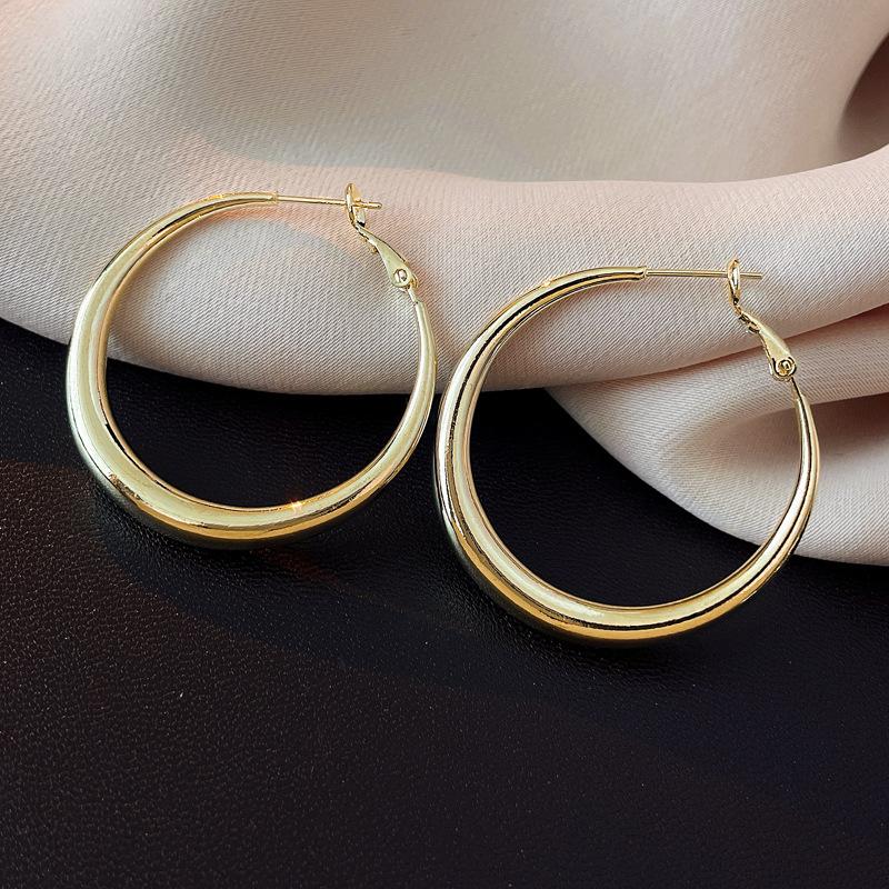 Fashion Copper Color Big Circle Smooth Hoop Earrings For Women Exaggerated Metal Geometric Round Statement Earrings Zircon Gift
Fashion Copper Color Big Circle Smooth Hoop Earrings For Women Exaggerated Metal Geometric Round Statement Earrings Zircon Gift