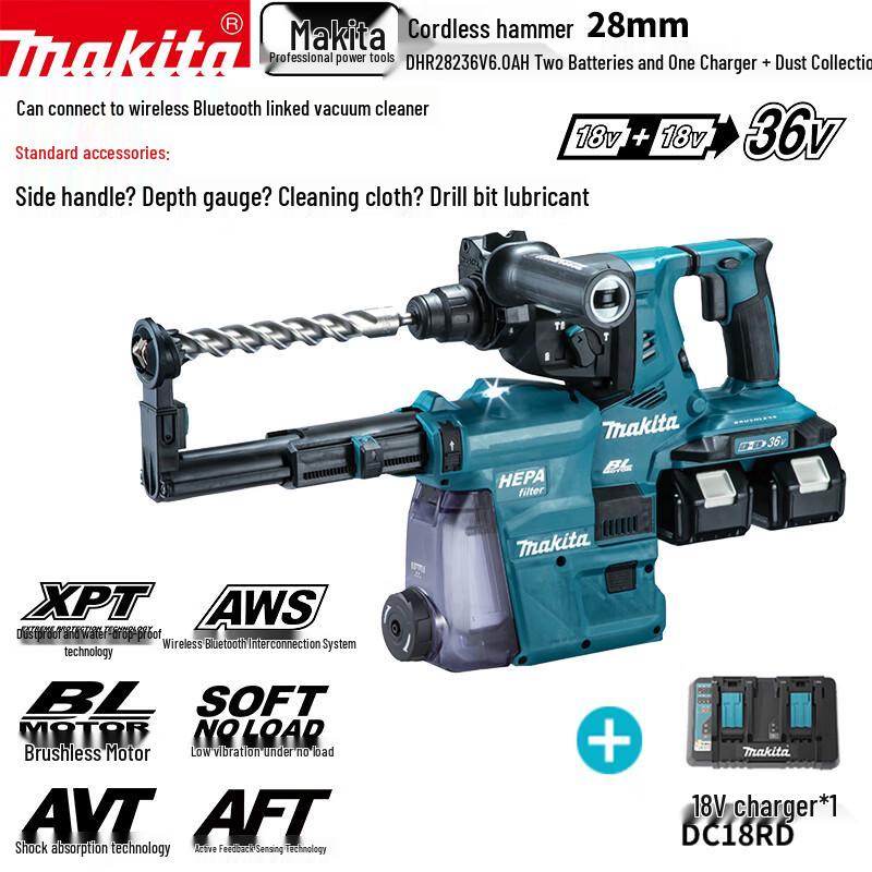 Makita DHR282 36В Бездротовий Безщітковий Перфоратор Штепсель CN (адаптер в комплекті)
Makita DHR282 36В Бездротовий Безщітковий Перфоратор Штепсель CN (адаптер в комплекті)