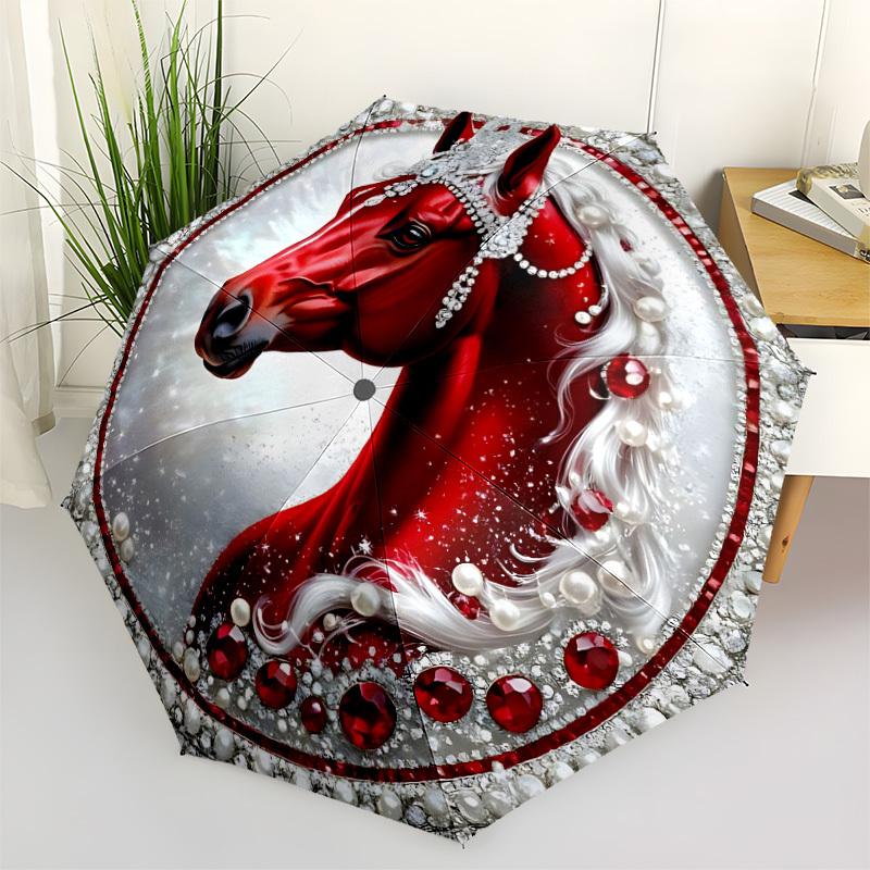 1pc Jeweled Horse Automatic Opening/Closing Folding Umbrella with 8 Ribs, Plastic Handle, Windproof Portable Sunshade Umbrella yy251222225
1pc Jeweled Horse Automatic Opening/Closing Folding Umbrella with 8 Ribs, Plastic Handle, Windproof Portable Sunshade Umbrella yy251222225