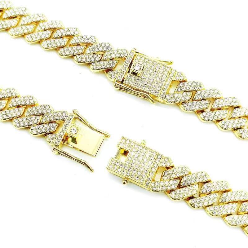 Trendy 14mm Zinc Alloy & Rhinestone Cuban Chain Bracelet Necklace - Hip-Hop Style
Trendy 14mm Zinc Alloy & Rhinestone Cuban Chain Bracelet Necklace - Hip-Hop Style