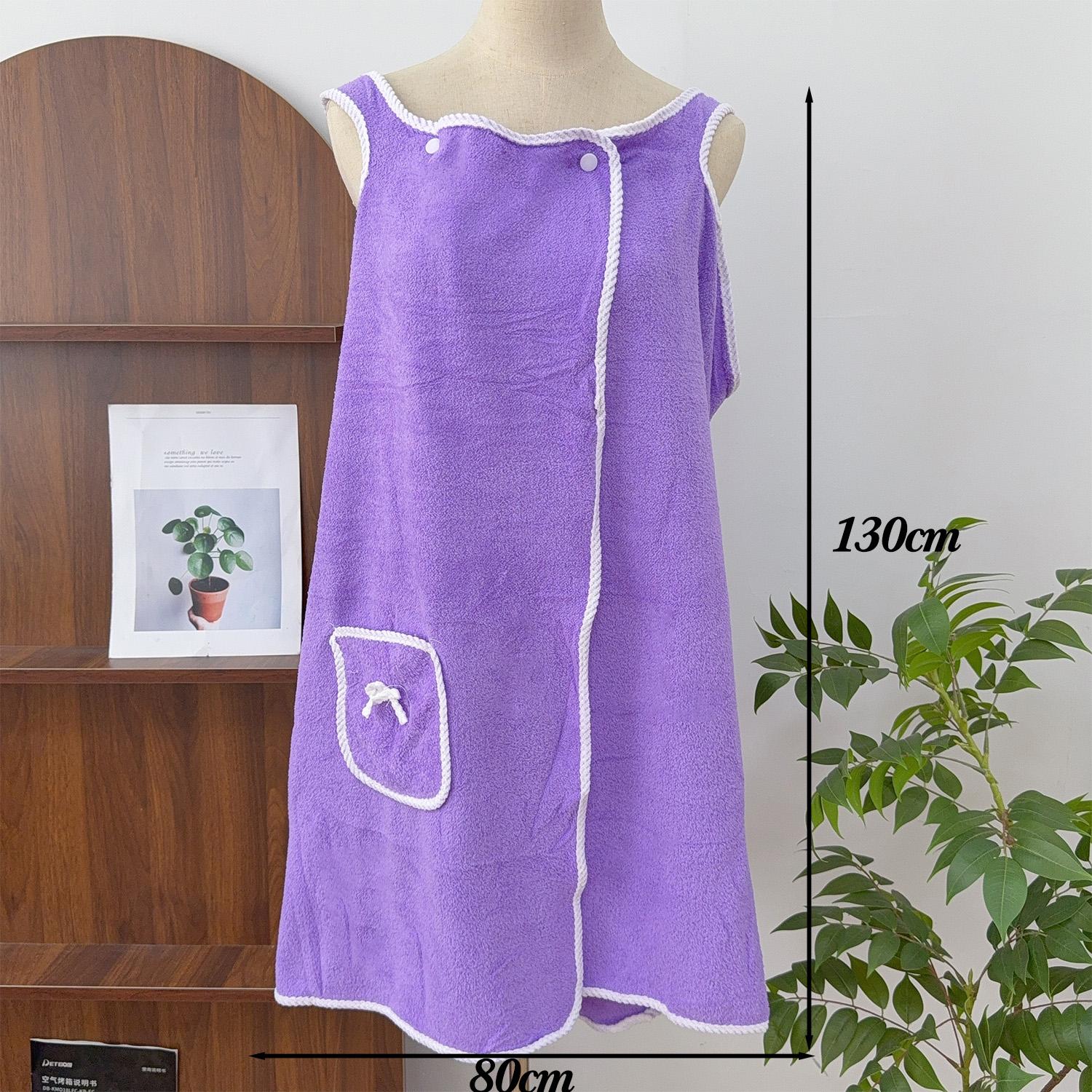 130x80СМ Юбка для душа Мягкая Впитывающая Быстросохнущая Коралловый флис Слинг Юбка для ванны Многофункциональная Женская Нагрудная повязка Носимое полотенце фиолетовый