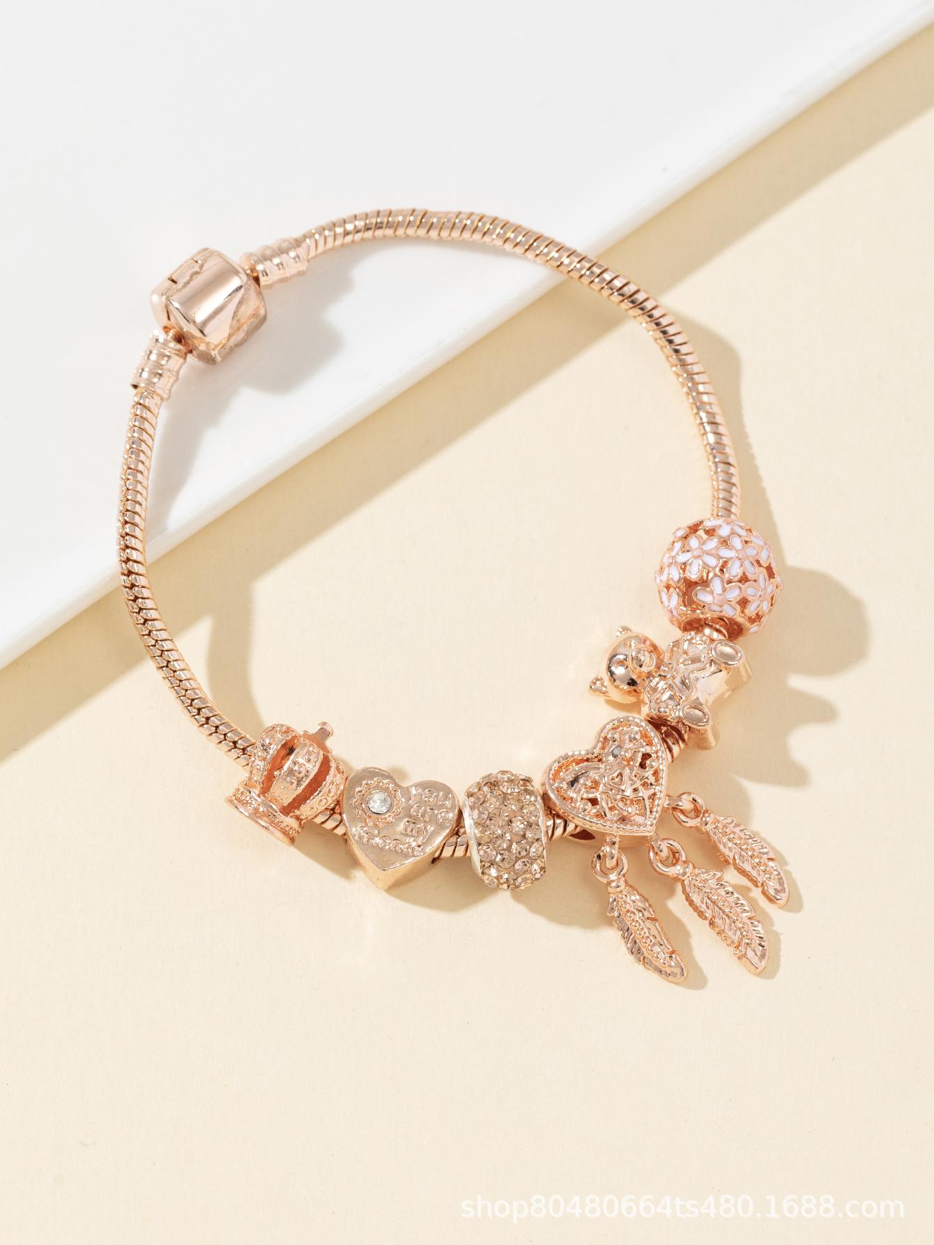 Beaded Dreamcatcher Bracelet With Bear Charm Heart Crown Rhinestones Fashion Jewelry For Women розового золота
Beaded Dreamcatcher Bracelet With Bear Charm Heart Crown Rhinestones Fashion Jewelry For Women розового золота