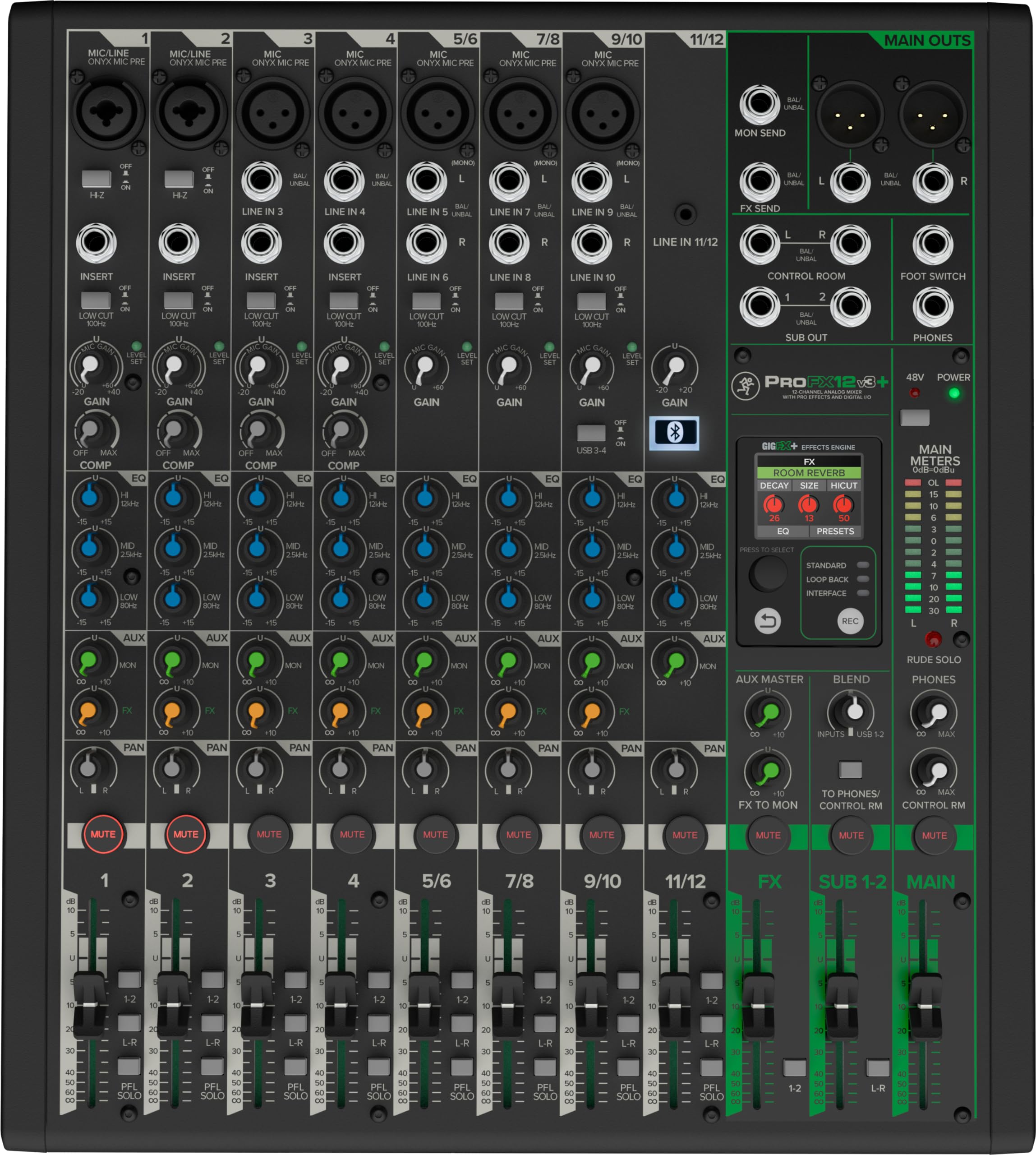 MACKIE 12 channel analog mixer WITH ENHANCED FX, USB recording & BLUETOOTH ProFX12v3+
MACKIE 12 channel analog mixer WITH ENHANCED FX, USB recording & BLUETOOTH ProFX12v3+