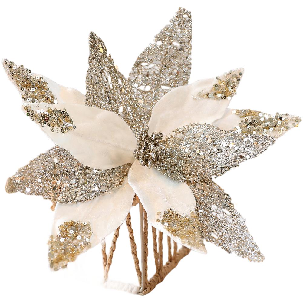 29CM Christmas Flower Wreath Ornament Crafted from Glitter Flocked Fabric with Realistic Velvet Petals for Holiday DIY Use білий
29CM Christmas Flower Wreath Ornament Crafted from Glitter Flocked Fabric with Realistic Velvet Petals for Holiday DIY Use білий