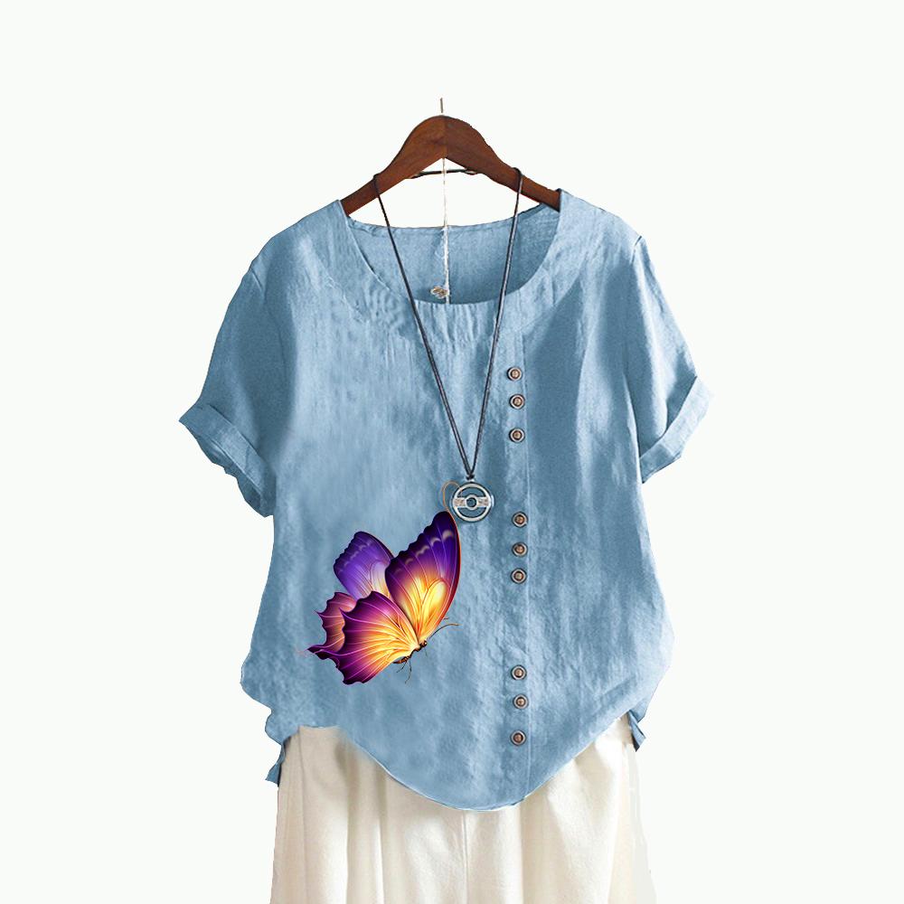 Жіноча модна бавовняна лляна футболка з коротким рукавом, літній повсякденний пуловер з круглим вирізом, вільні блузки 5XL світло-синій колір
Жіноча модна бавовняна лляна футболка з коротким рукавом, літній повсякденний пуловер з круглим вирізом, вільні блузки 5XL світло-синій колір