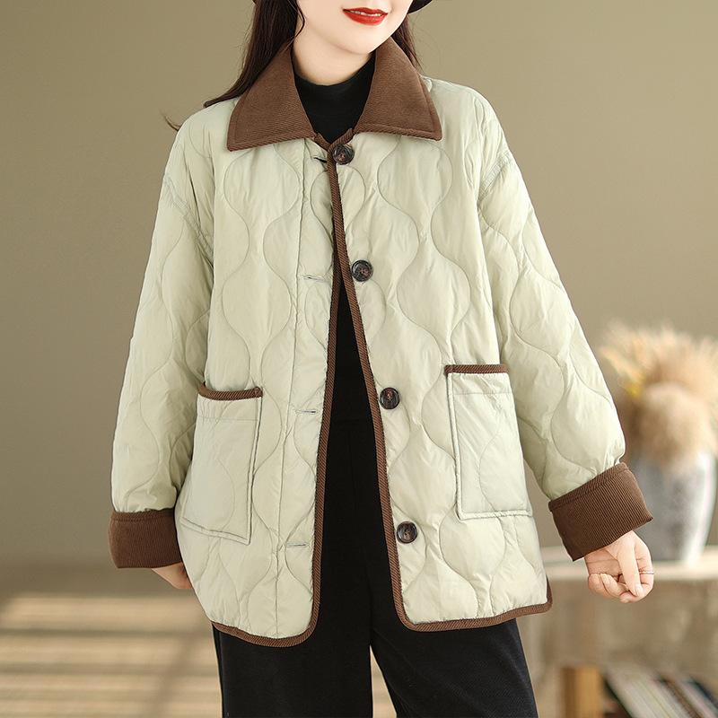 Autumn and Winter Light and Thin Short Contrasting Color Lapel Diamond Grid Women s Jackets 2XL
Autumn and Winter Light and Thin Short Contrasting Color Lapel Diamond Grid Women s Jackets 2XL