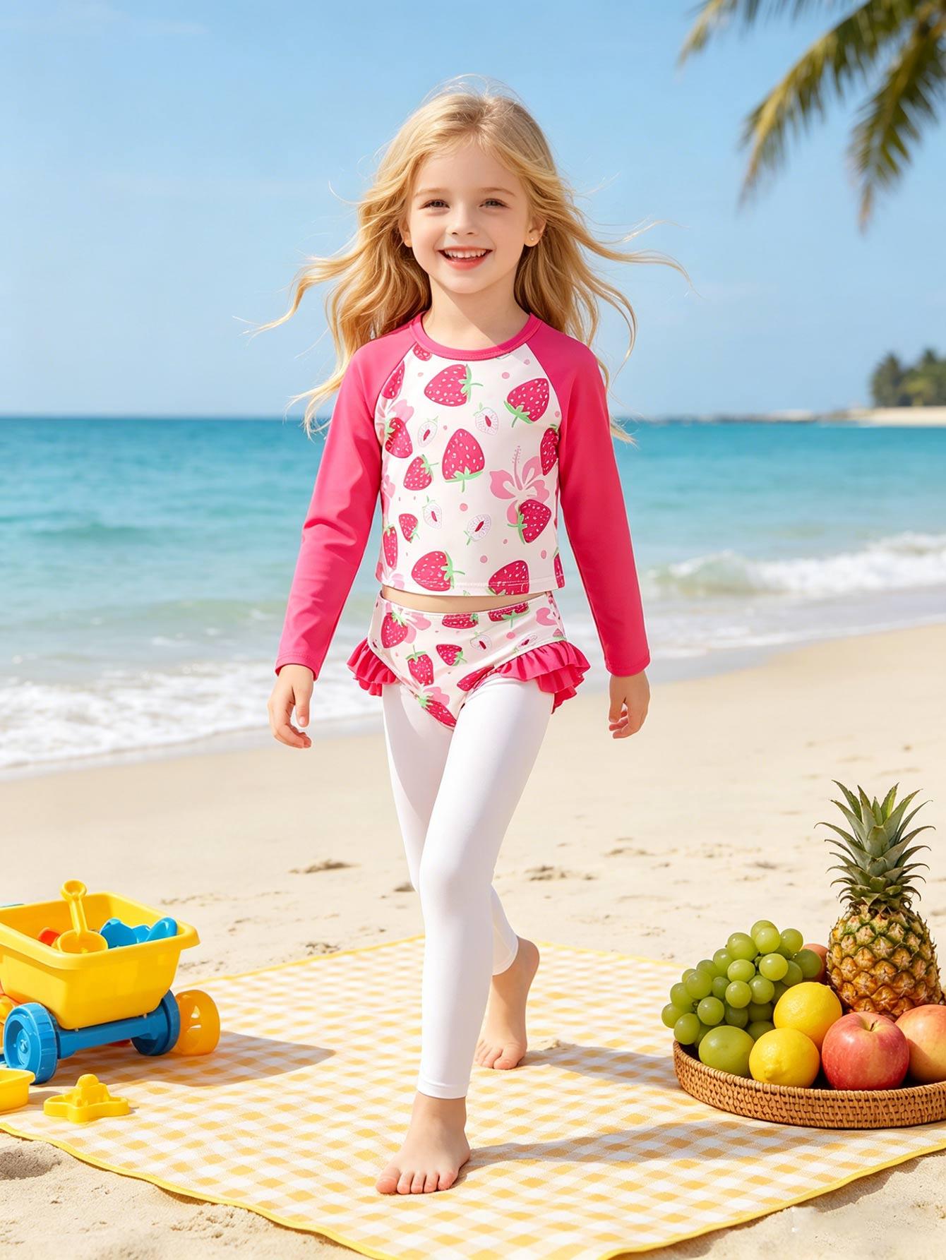 2 Pcs Long Sleeve Strawberry Rash Guard Swimsuit for Little Girls, Bathing Suit for Kids 4-7 Year 4Y розовый
2 Pcs Long Sleeve Strawberry Rash Guard Swimsuit for Little Girls, Bathing Suit for Kids 4-7 Year 4Y розовый