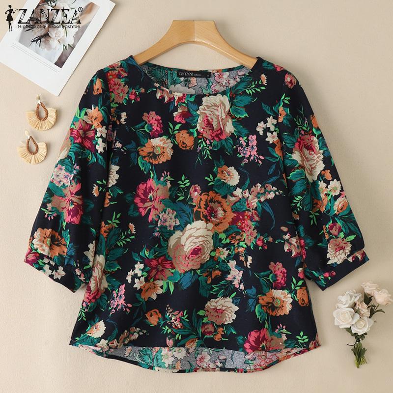 ZANZEA Women Casual Round Neck Loose 3/4 Sleeve Print Cotton Blouse 5XL темно-синього кольору
ZANZEA Women Casual Round Neck Loose 3/4 Sleeve Print Cotton Blouse 5XL темно-синього кольору