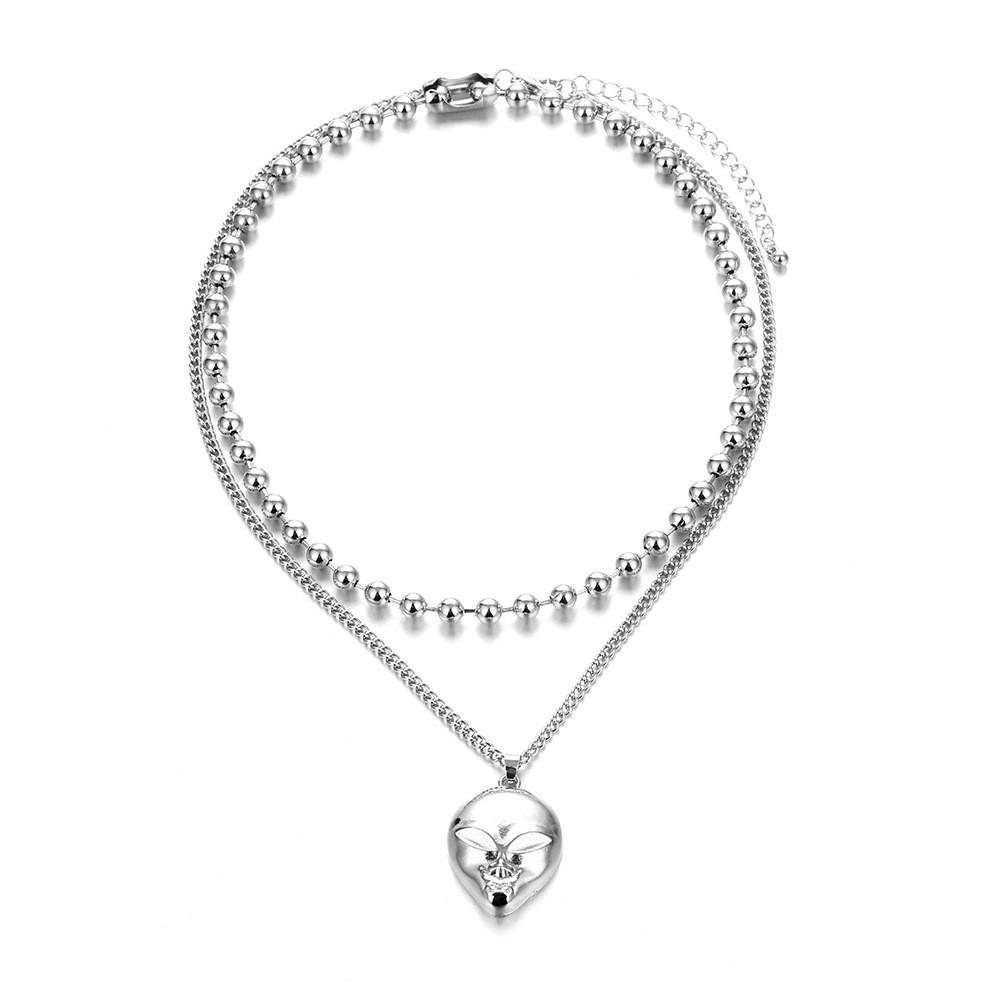 Trendy Silver Halloween Skull Pendant Double Layer Necklace For Unique Style Lovers
Trendy Silver Halloween Skull Pendant Double Layer Necklace For Unique Style Lovers