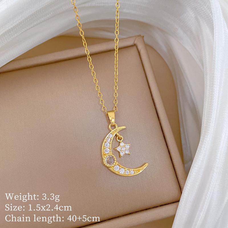 Titanium Steel, Star Moon Zircon Light Luxury Temperament Gorgeous Full Diamond Necklace Female Versatile Collarbone Chain Titanium Steel Chain
Titanium Steel, Star Moon Zircon Light Luxury Temperament Gorgeous Full Diamond Necklace Female Versatile Collarbone Chain Titanium Steel Chain