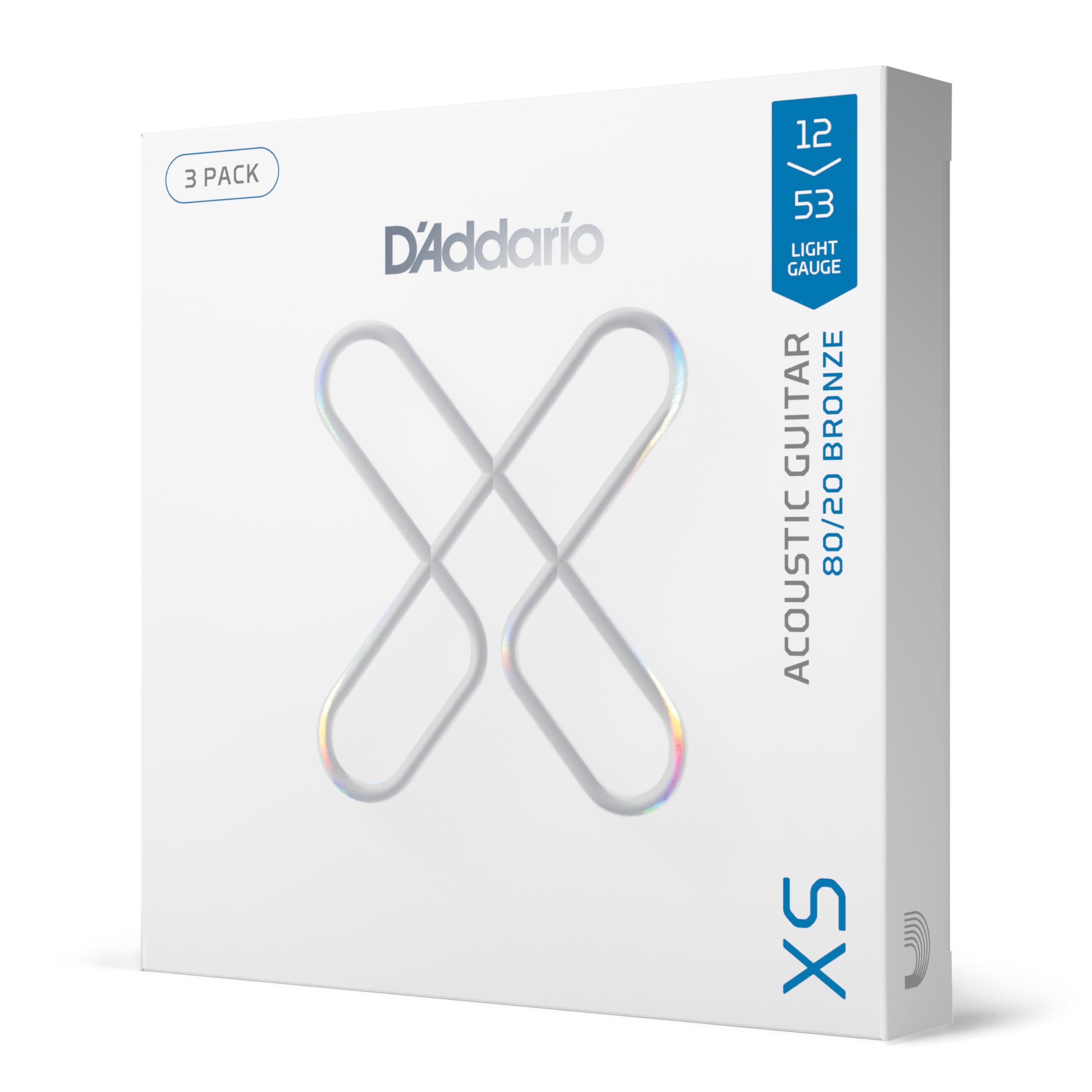 XS Coated Acoustic Guitar Light D Addario Strings, 80/20 Bronze, .012-.053, XSABR1253-3P, 3-Pack
XS Coated Acoustic Guitar Light D Addario Strings, 80/20 Bronze, .012-.053, XSABR1253-3P, 3-Pack