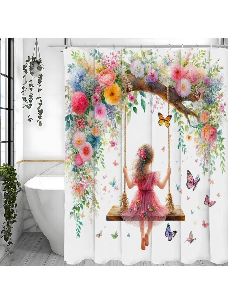 Little Girl Swinging On Trees Floral Butterfly Shower Curtain, Bathroom Decorative Shower Curtain, Waterproof Shower Curtain Wit W60H190(CM)-1 Pcs
Little Girl Swinging On Trees Floral Butterfly Shower Curtain, Bathroom Decorative Shower Curtain, Waterproof Shower Curtain Wit W60H190(CM)-1 Pcs