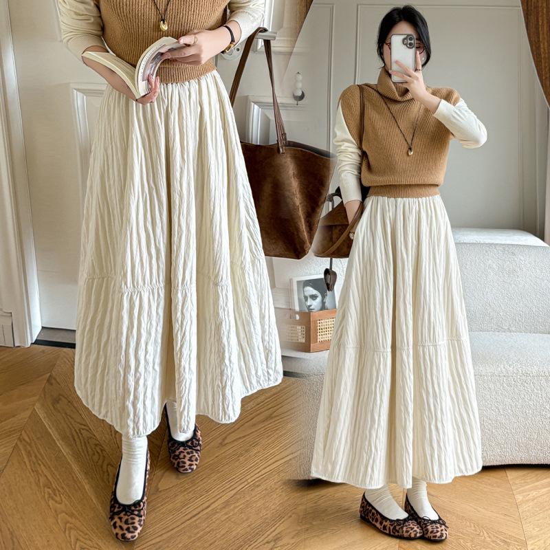 Korean Style Quilted White Mid-Length A-line Skirt with Elastic Waist and Velvet Lining Large слоновая кость
Korean Style Quilted White Mid-Length A-line Skirt with Elastic Waist and Velvet Lining Large слоновая кость