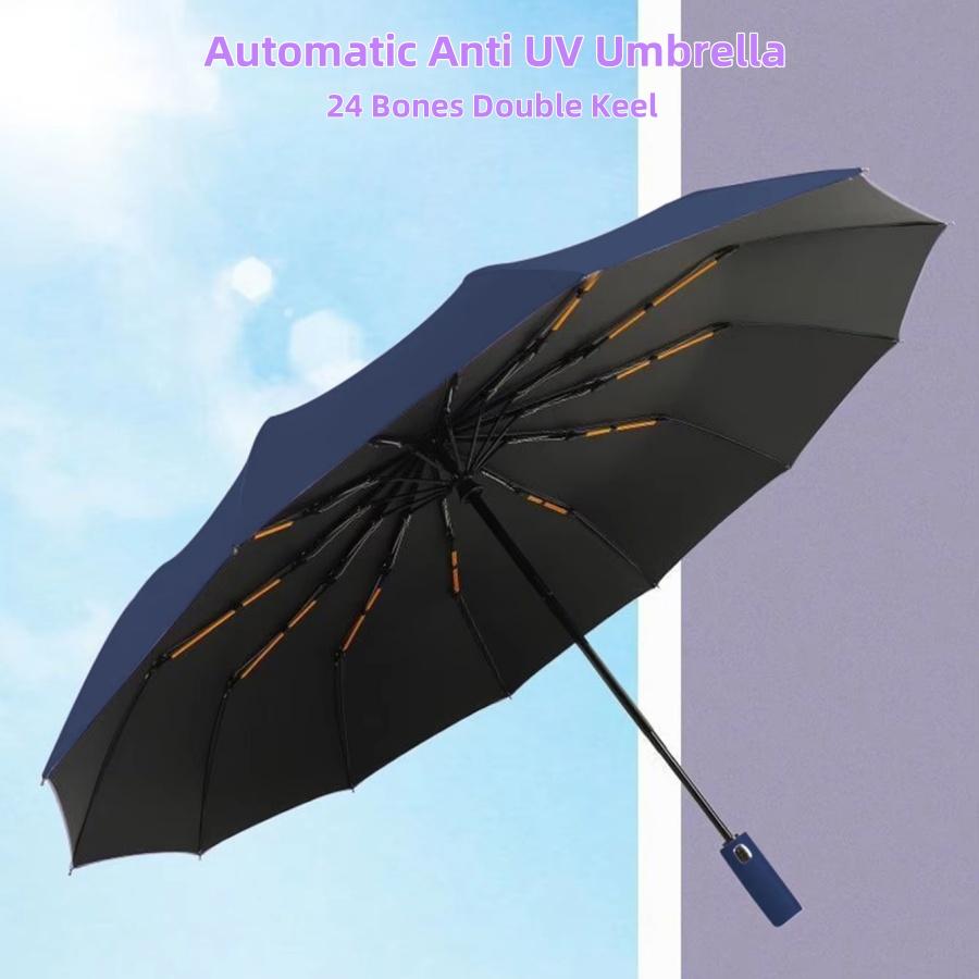 Fully Automatic UV Umbrella With 24 Bones Reflective Stripe Reverse Large Umbrellas For Rain Sun Heat Insulation Parasol
Fully Automatic UV Umbrella With 24 Bones Reflective Stripe Reverse Large Umbrellas For Rain Sun Heat Insulation Parasol