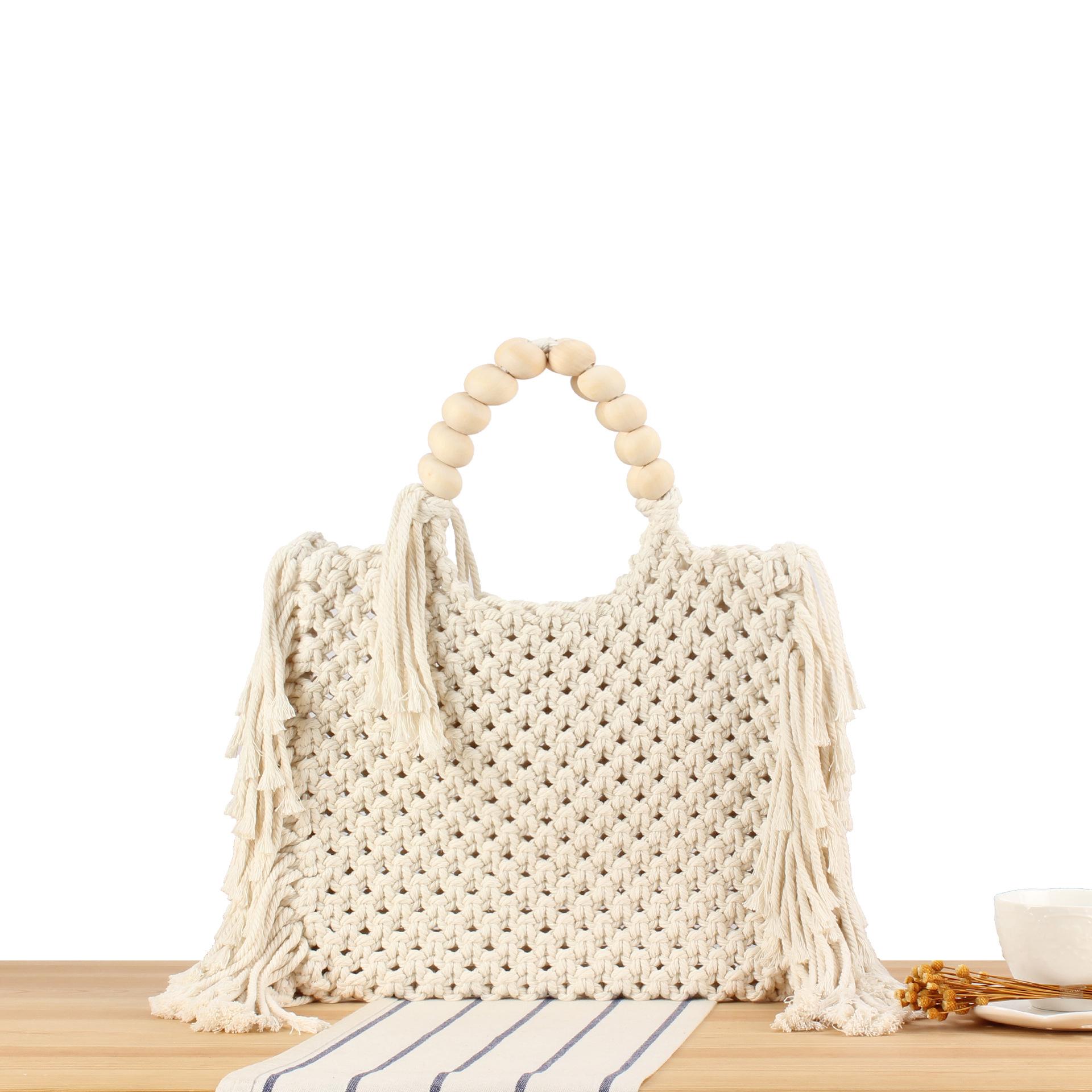 Handmade Crochet Women Bag Long Tassel Woven Bags for Women Handbags Beaded Handle Purse Rope Knitting Shopper Shoulder Bag Tote
Handmade Crochet Women Bag Long Tassel Woven Bags for Women Handbags Beaded Handle Purse Rope Knitting Shopper Shoulder Bag Tote
