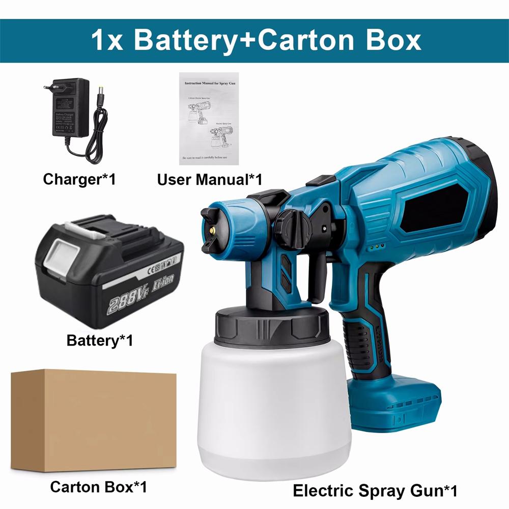 1000 мл беспроводной электрический краскопульт высокой мощности HVLP краскопульт автомобильная мебель стальное покрытие аэрограф для Makita 18 В аккумулятор EU Plug
1000 мл беспроводной электрический краскопульт высокой мощности HVLP краскопульт автомобильная мебель стальное покрытие аэрограф для Makita 18 В аккумулятор EU Plug