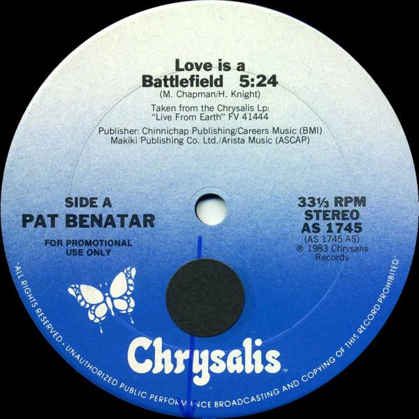 12inch Record PAT BENATAR Love Is A Battlefield AS1745 Chrysalis 1983 US Dance Electronica Used
12inch Record PAT BENATAR Love Is A Battlefield AS1745 Chrysalis 1983 US Dance Electronica Used