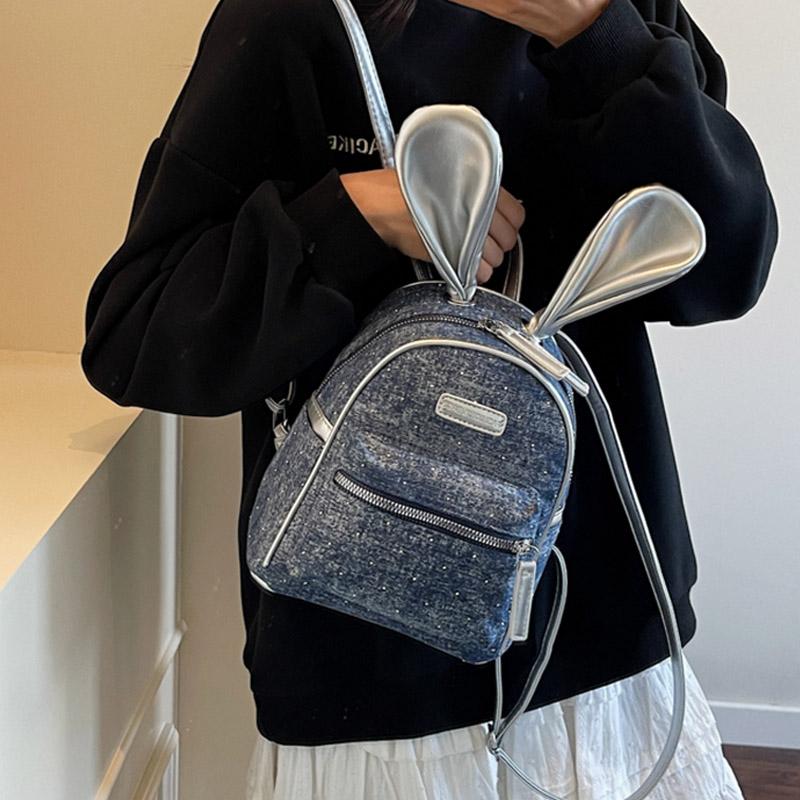 Fashi Mini Diamd Denim Backpacks Cute Rabbit Ear Handbags Versatile One Shoulder Bags Casual College Student School Bags 17X21X10cm темно-синього кольору
Fashi Mini Diamd Denim Backpacks Cute Rabbit Ear Handbags Versatile One Shoulder Bags Casual College Student School Bags 17X21X10cm темно-синього кольору