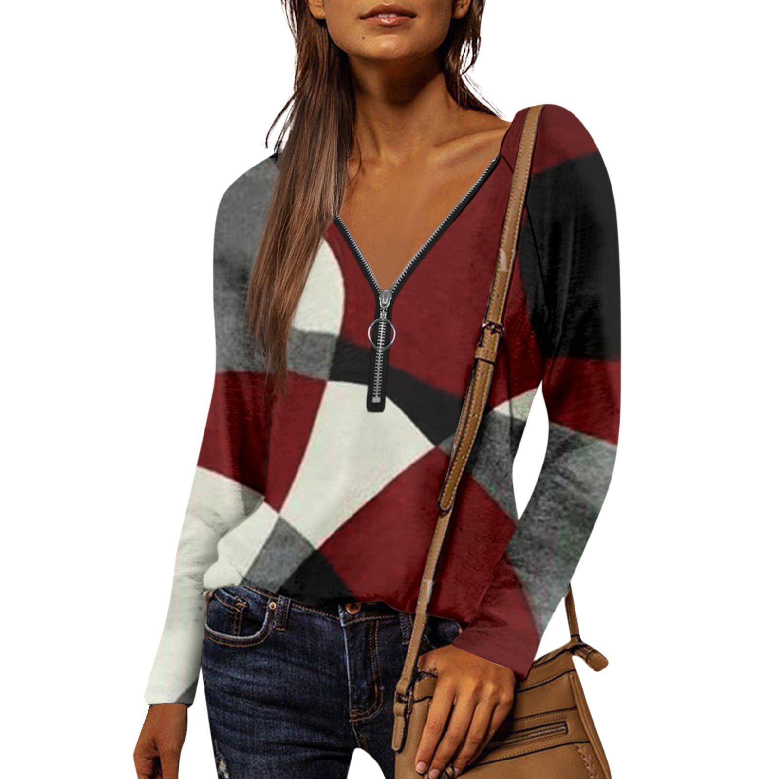 Женская рубашка, блузка, повседневные свободные рубашки, футболки с длинными рукавами и застежкой-молнией с v-образным вырезом и принтом, футболки, пуловеры, топы XL винный
Женская рубашка, блузка, повседневные свободные рубашки, футболки с длинными рукавами и застежкой-молнией с v-образным вырезом и принтом, футболки, пуловеры, топы XL винный