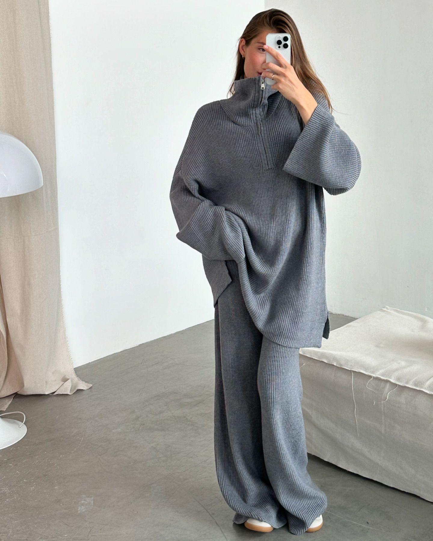 Свободный и Повседневный Новый Свитер с Лацканами на Полумолнии Осенне-зимний Комплект-двойка из Вязаных Брюк Широкого Покроя Однотонный Высококлассный Комплект L темно-серого
Свободный и Повседневный Новый Свитер с Лацканами на Полумолнии Осенне-зимний Комплект-двойка из Вязаных Брюк Широкого Покроя Однотонный Высококлассный Комплект L темно-серого