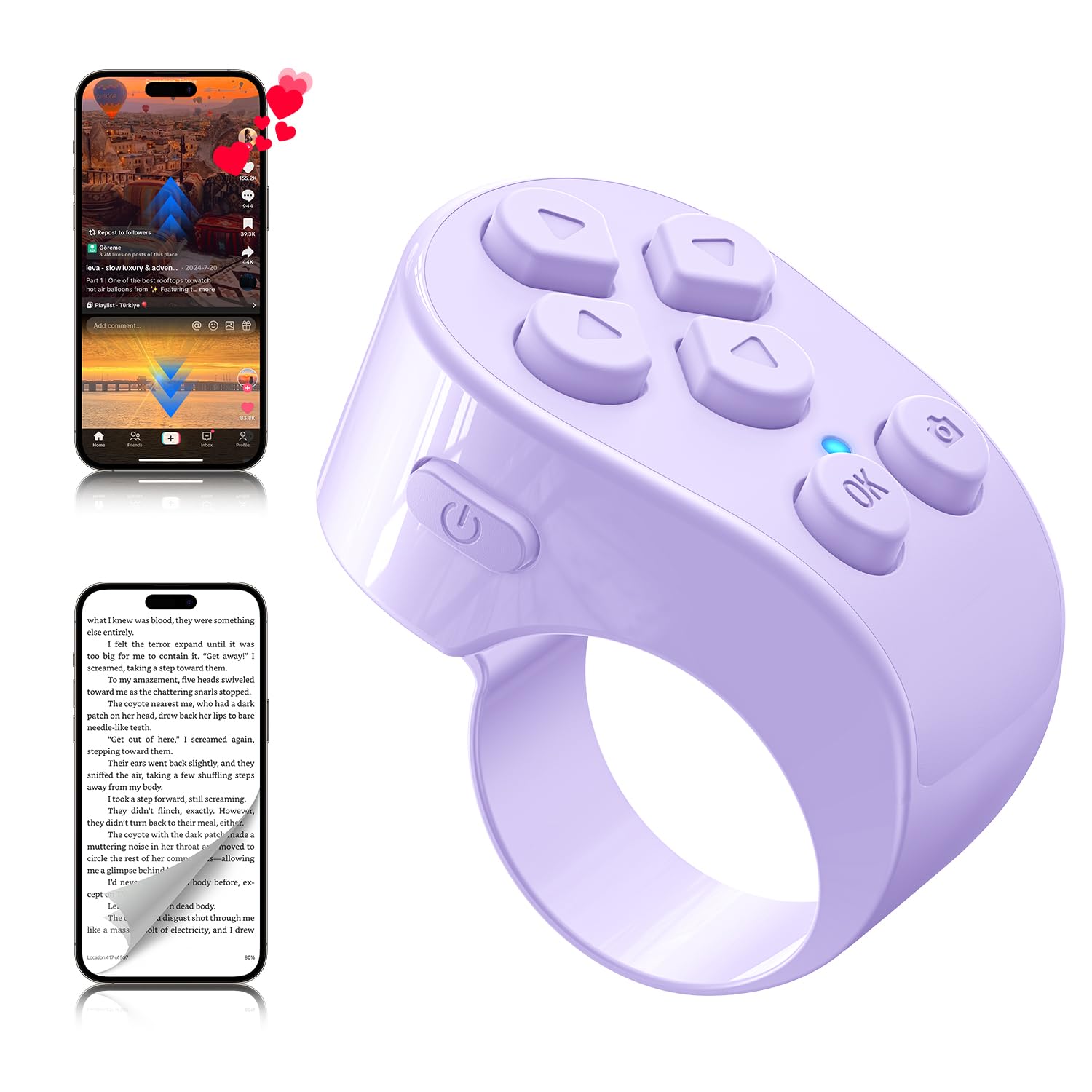 for TikTok Scrolling Ring Remote Control,Page Turner iPad iPhone & Android Tablet,Bluetooth Camera Remote, Scrolling Ring TikTok,YouTube,Instagram фіолетовий
for TikTok Scrolling Ring Remote Control,Page Turner iPad iPhone & Android Tablet,Bluetooth Camera Remote, Scrolling Ring TikTok,YouTube,Instagram фіолетовий