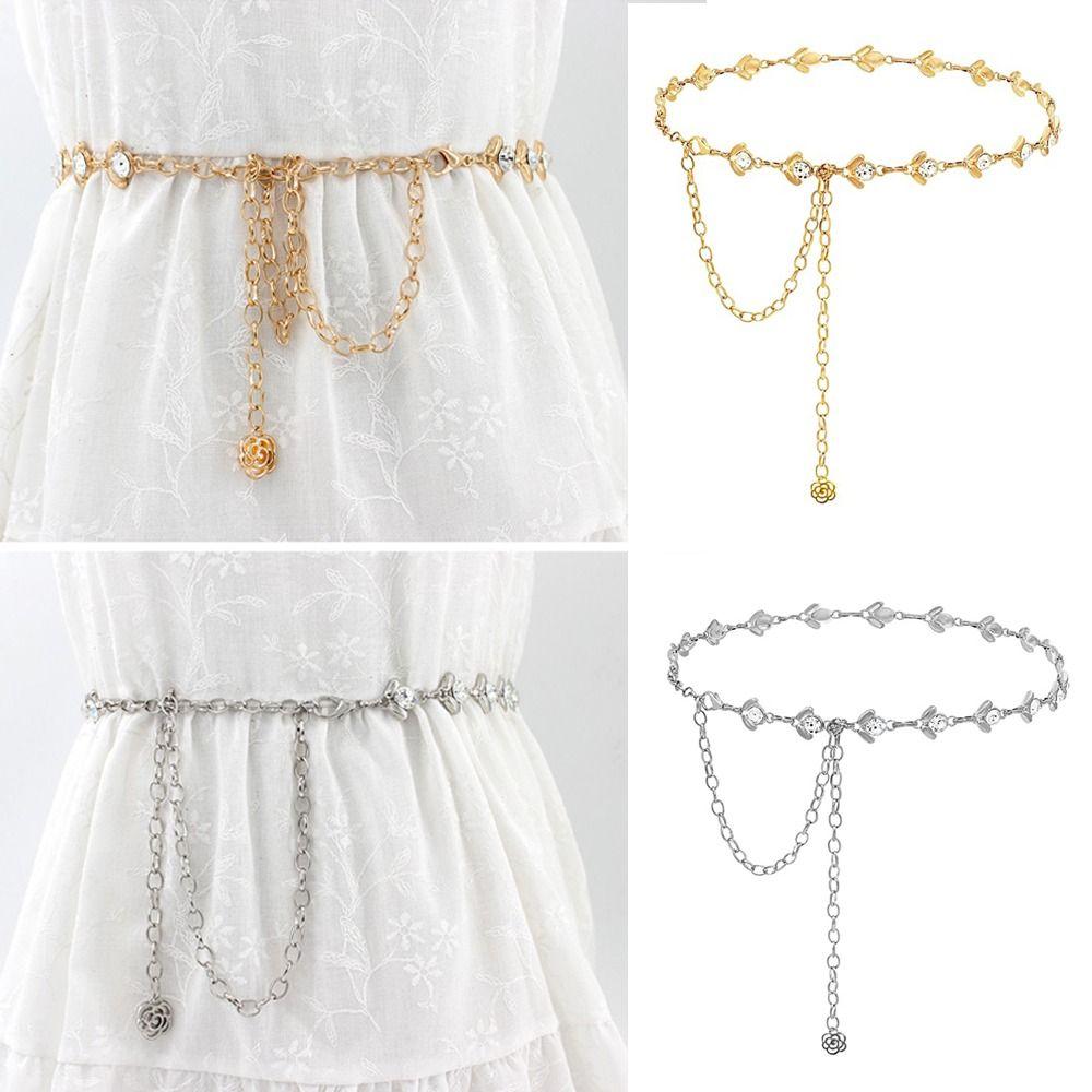 Ladies Metal Chain Belt Crystal Waist Band Thin Skinny Waistband Rhinestones Slim Cummerbands
Ladies Metal Chain Belt Crystal Waist Band Thin Skinny Waistband Rhinestones Slim Cummerbands