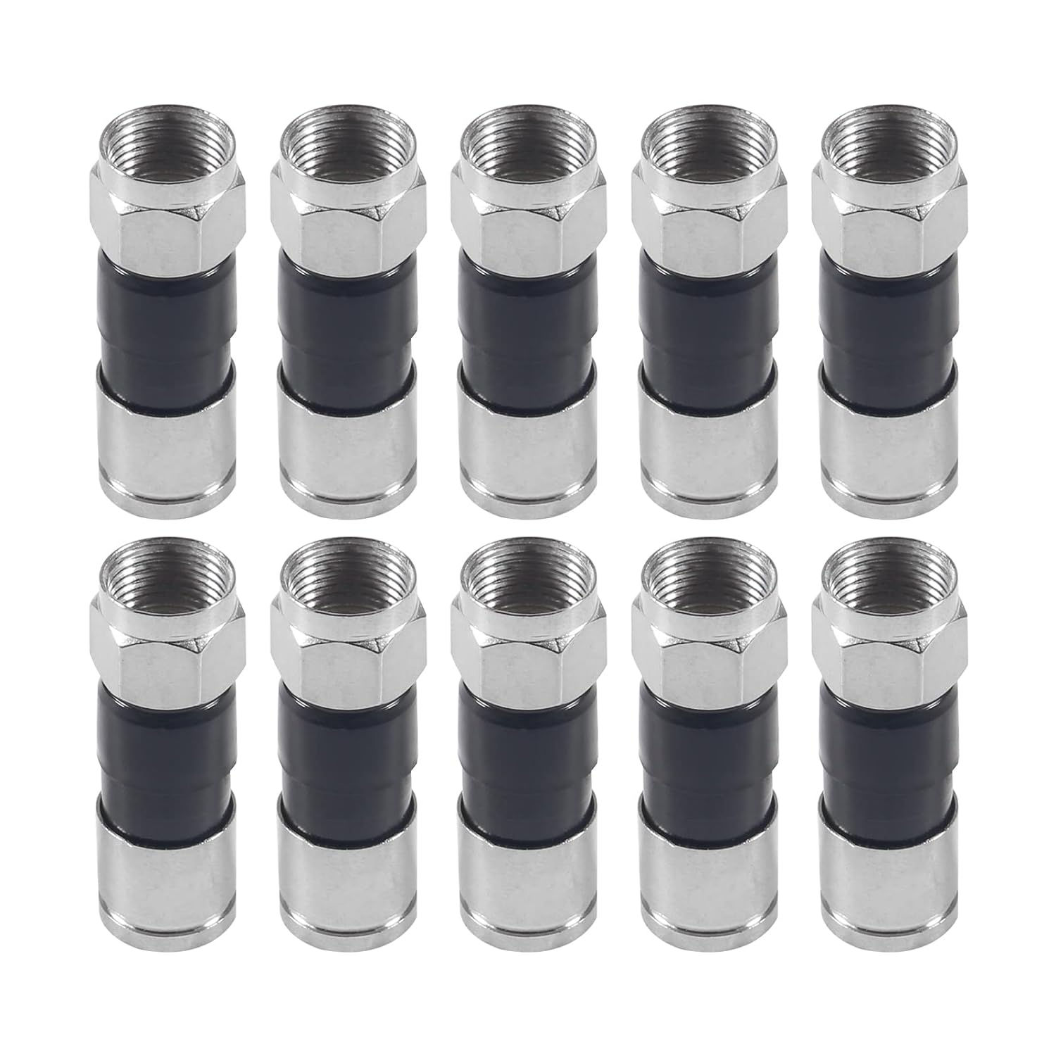 10 шт. Компрессионные разъемы RG6 Разъем RG6 типа F Коаксиальный компрессионный фитинг Водонепроницаемое соединение Черный и синий