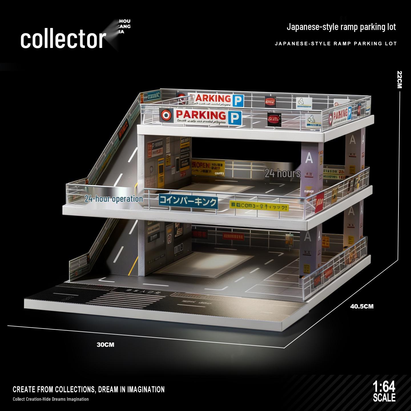 1:64 Scale Lighted Parking Lot Model & Small Car Display Stand
1:64 Scale Lighted Parking Lot Model & Small Car Display Stand