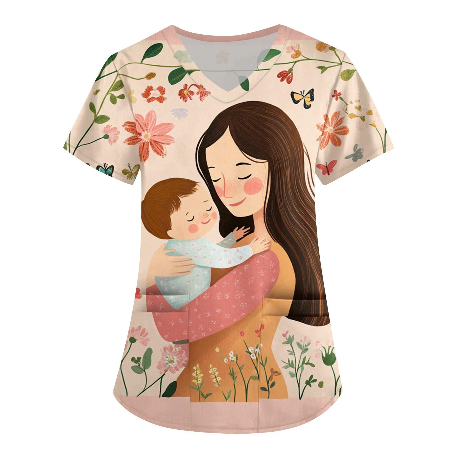 Women s Fashion V-neck Short-sleeved Work Clothes With Pockets Mother s Day Print Top Care Wear XL кавун червоний колір
Women s Fashion V-neck Short-sleeved Work Clothes With Pockets Mother s Day Print Top Care Wear XL кавун червоний колір